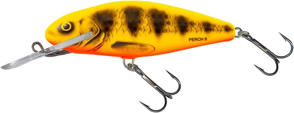 Perch Deep Runner Wobbler - Kunstaas Vissen - Baars Vissen - Sterke Agressieve Actie - 8 cm - Geel Rood Tijger
