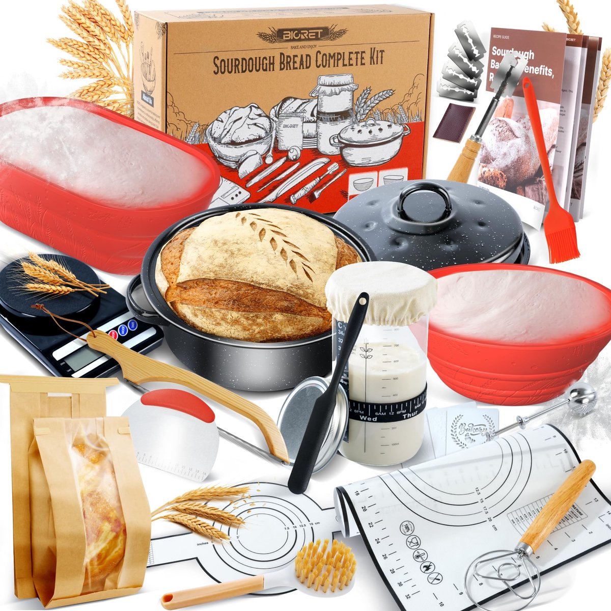 Omgoods - Compleet Sourdough Broodbakset met Emalje Pot en Rijsmand