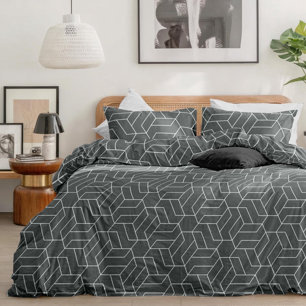 Omgoods - Duvet Cover Set Geometrisch 220x240 cm met 2 Kussenslopen