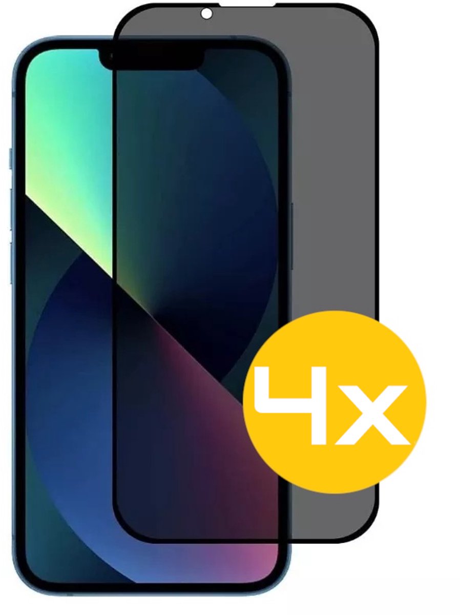 Privacy Screenprotector Geschikt Voor iPhone 14 - Volledige Beschermglas - 4 Stuks