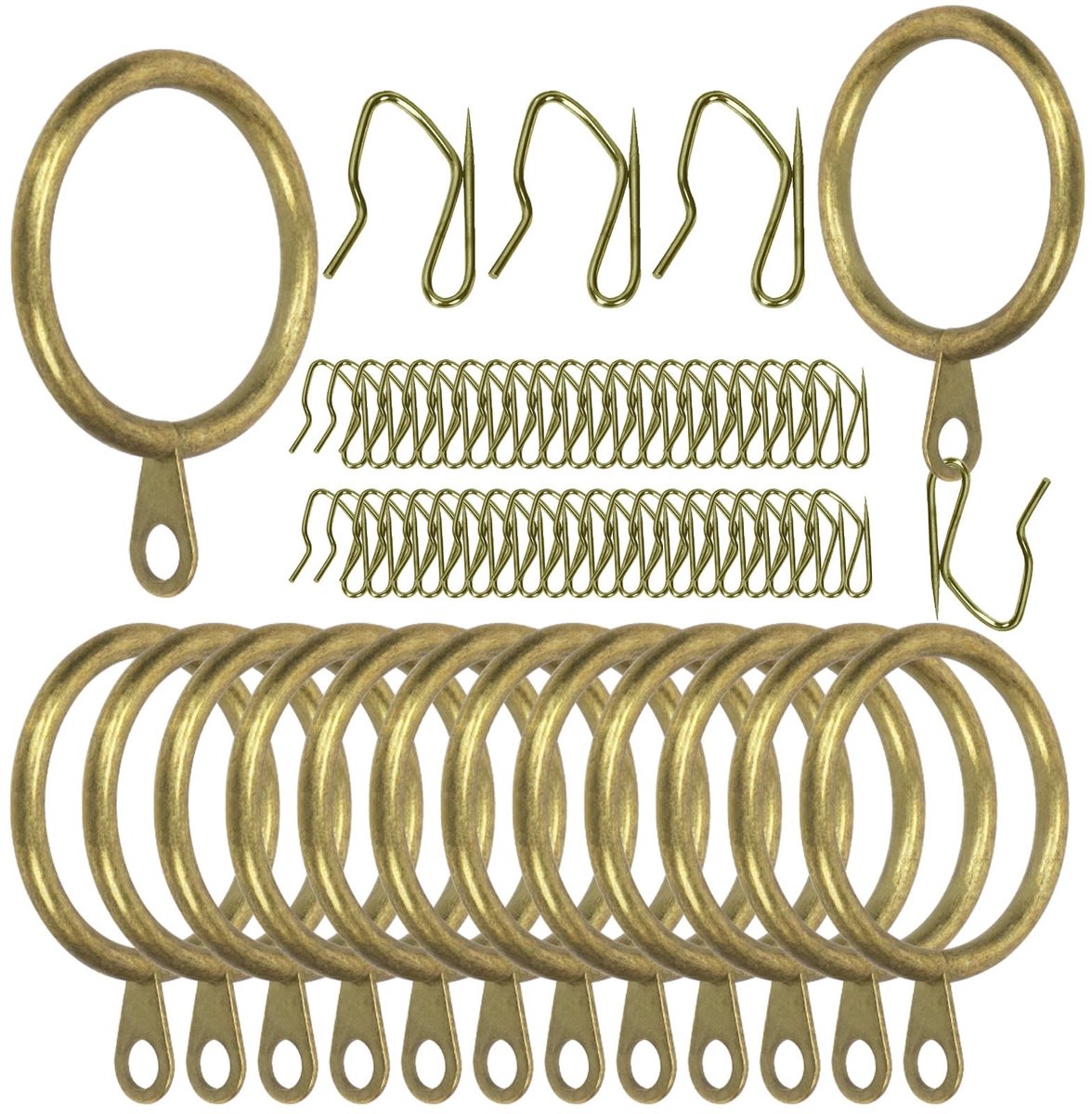 Omgoods - Metalen Gordijnring met Haken - Assortiment Kit voor Raamdecoratie, Bruin