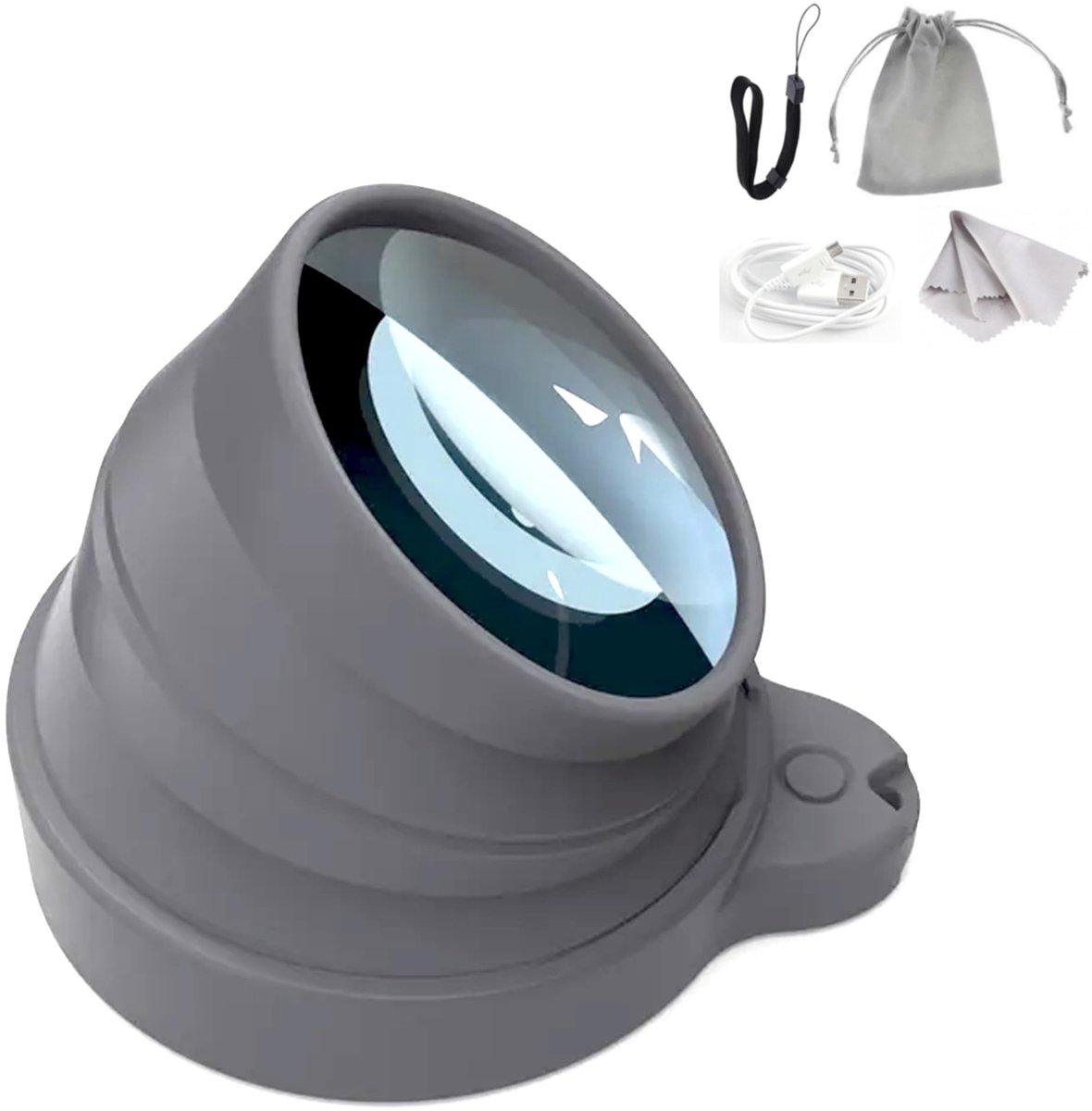 Omgoods - Intrekbaar Vergrootglas X4 - Met LED Licht voor Lezen en Knutselen