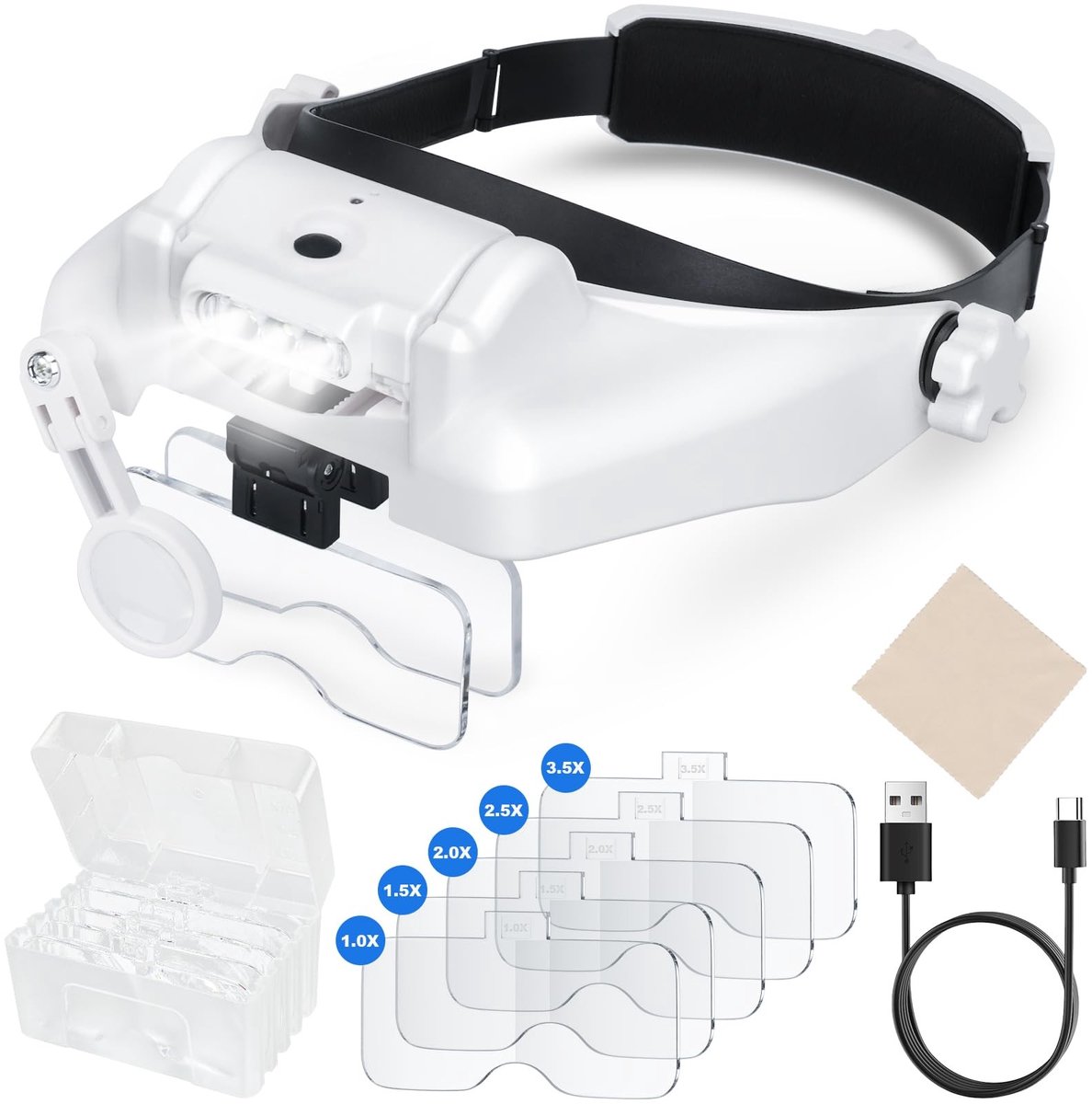 Omgoods - Vergrootglas met Licht - Max 14x Vergroting voor Handwerk en Naaien - USB Oplaadbaar