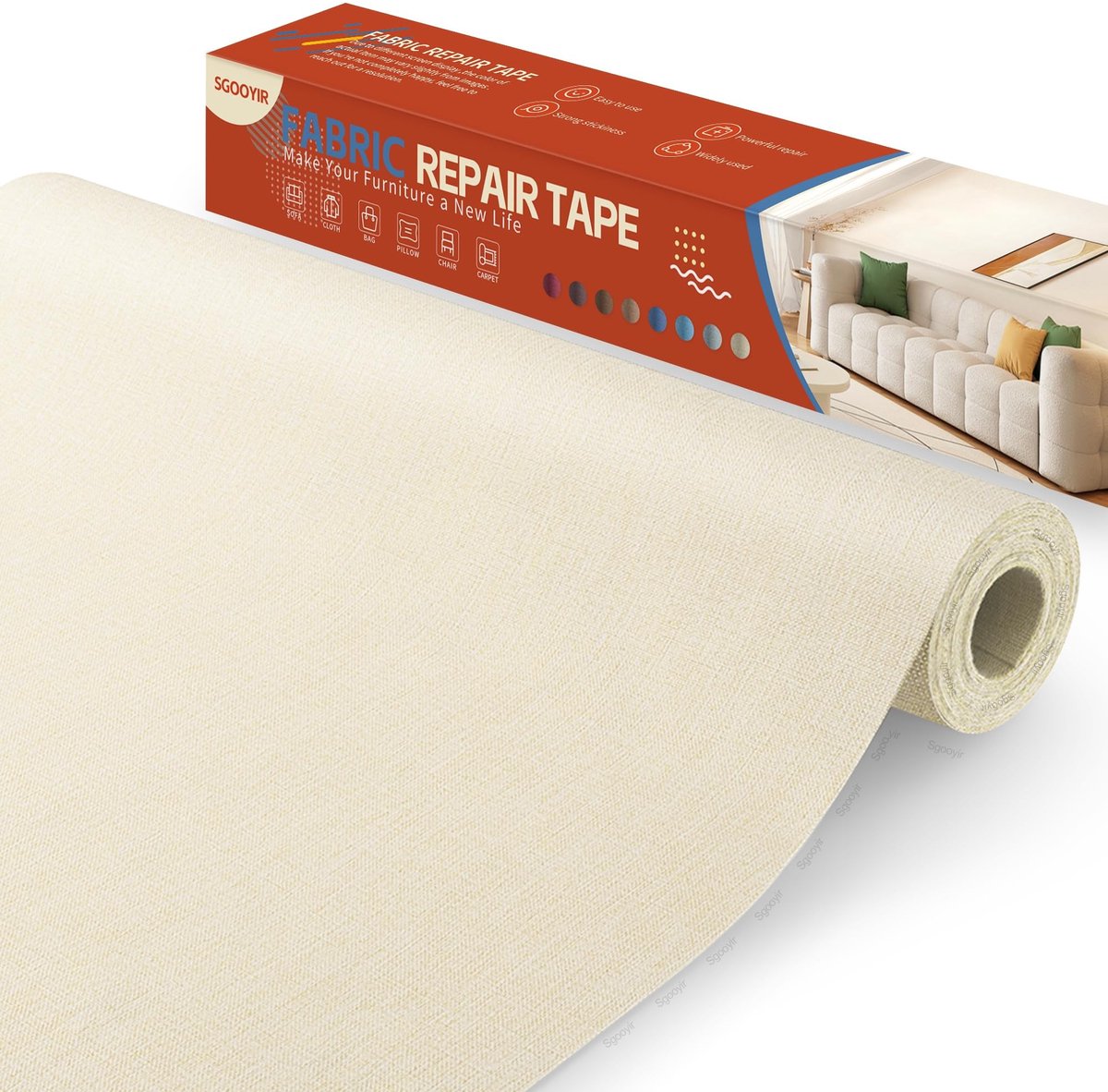 Omgoods - Zelfklevende Beige Stofpatches 40x100cm - Herstelset voor Meubels en Kleding