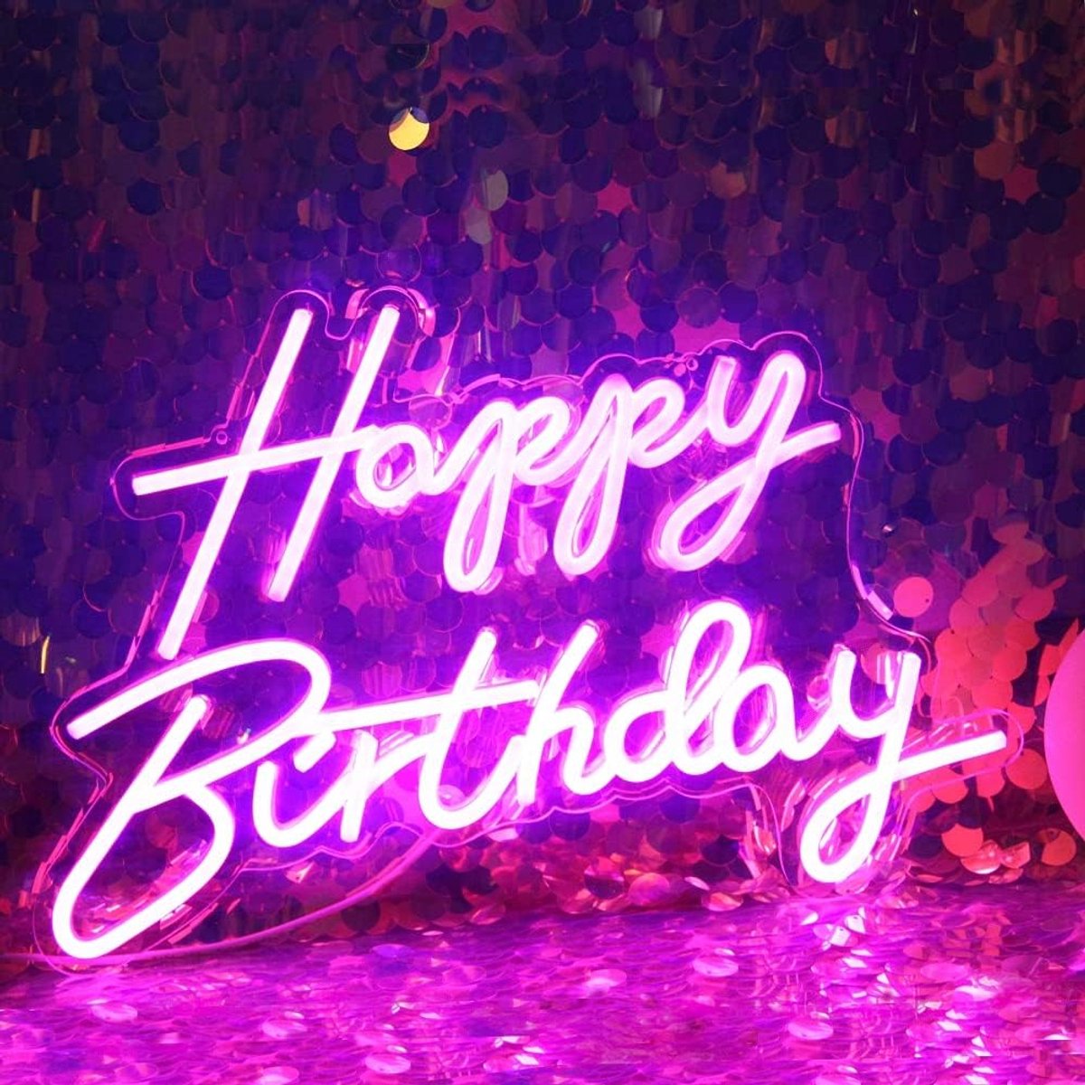 Gelukkige Verjaardag Neon Teken Nachtlampje Verjaardagsfeestje Decoraties Roze USB Operated Decoratieve voor Achtergrond Party Slaapkamer Muur Decor 5 v