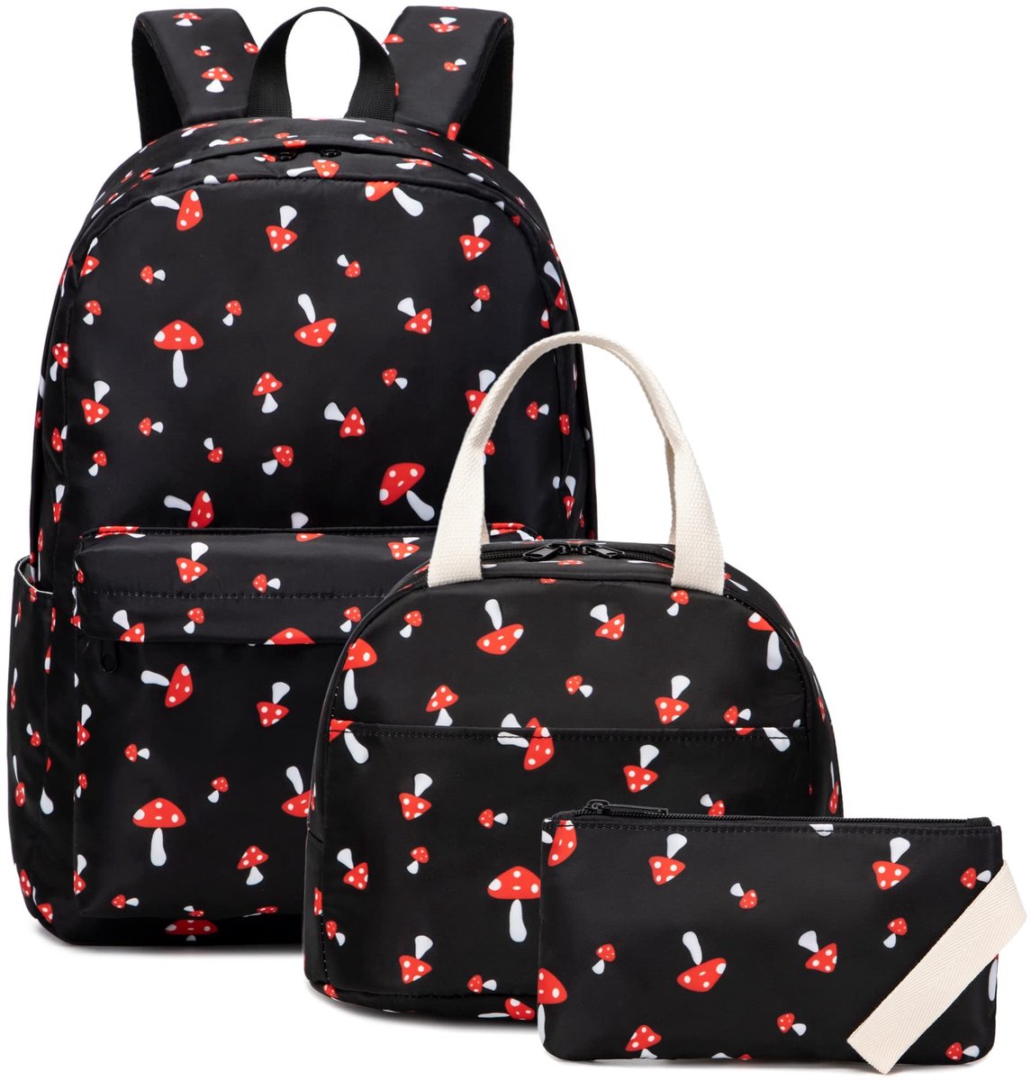 Omgoods - Schooltas voor Meisjes - 3 in 1 Set met Lunchtas en Pennenhouder