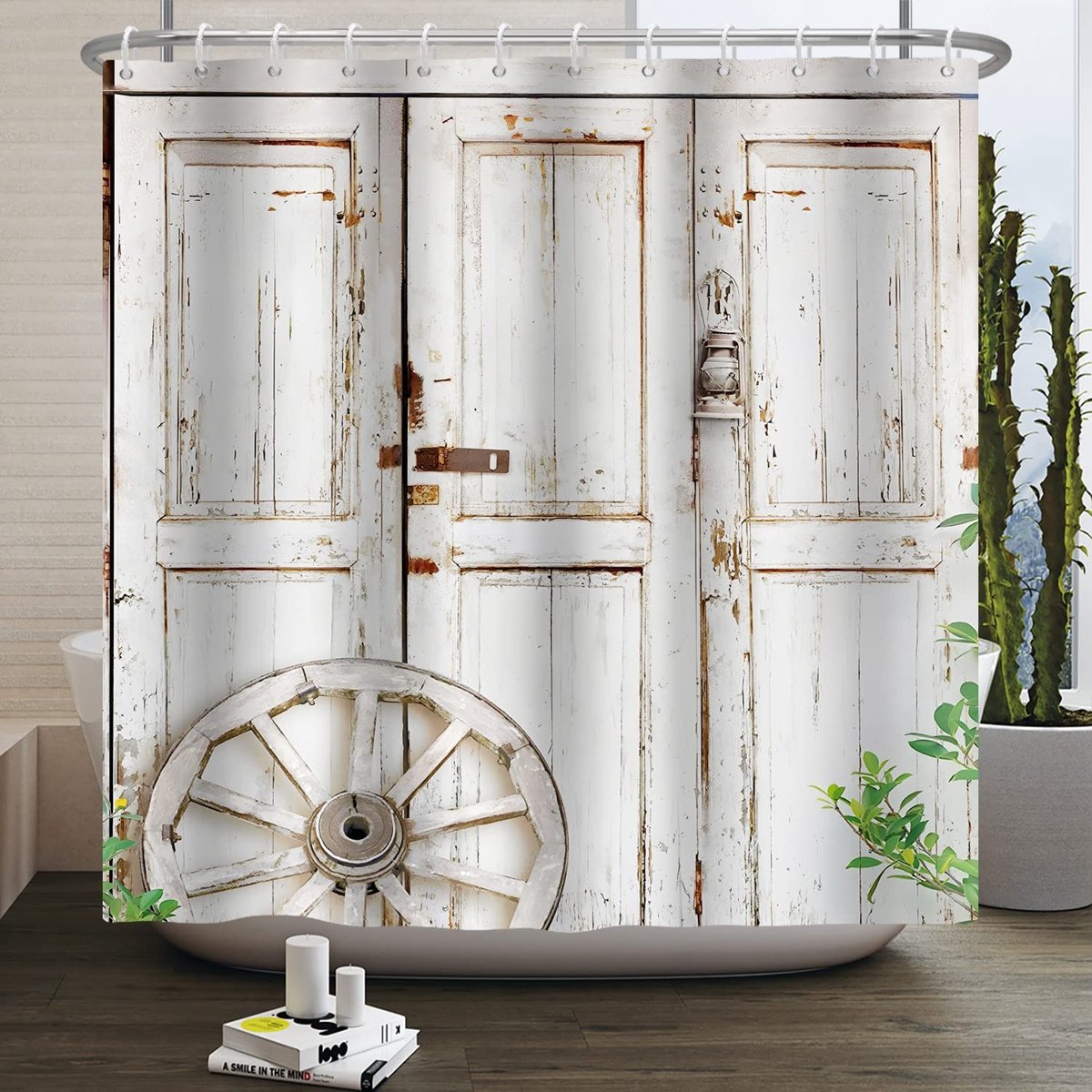 Omgoods - Douchegordijn met Houten Plank Design 180x213cm