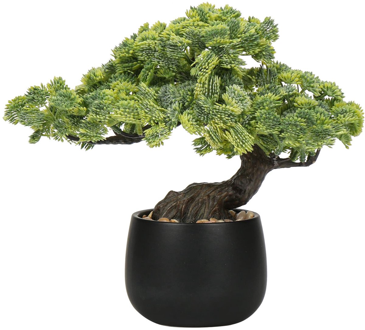 Omgoods - Kunststof Bonsai Boom - Neppflanten voor Binnen met Zwarte Keramische Pot