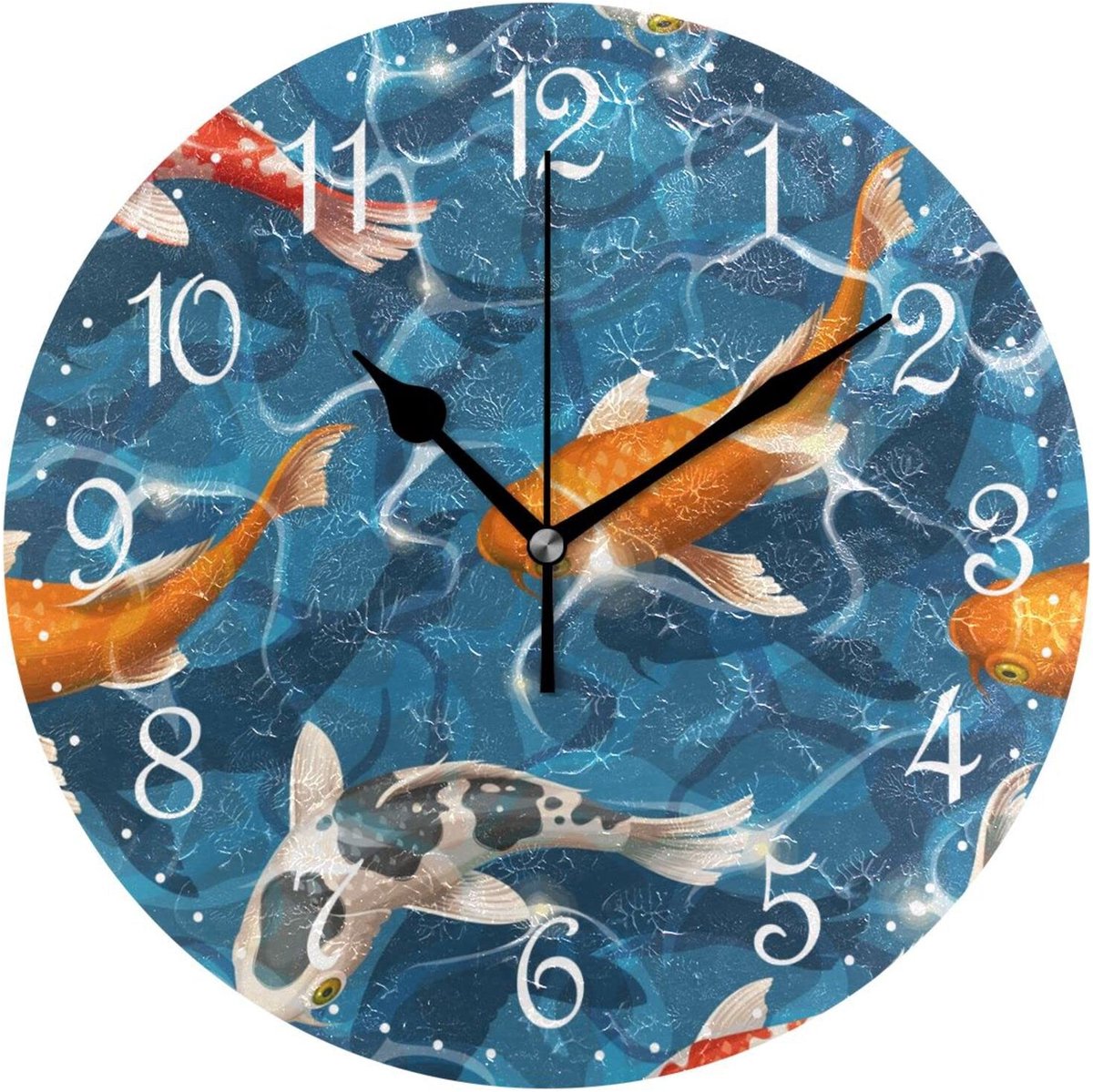Omgoods - Wandklok Watercolor Koi Carp - Stille Decoratieve Klok 25x25cm