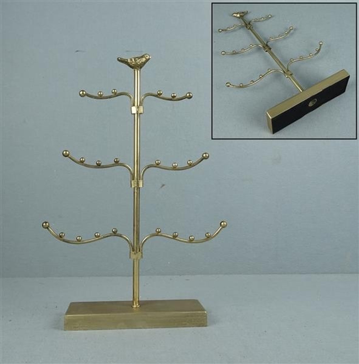 Sieradenrek met vogel goudkleurig 21x5x30,5cm