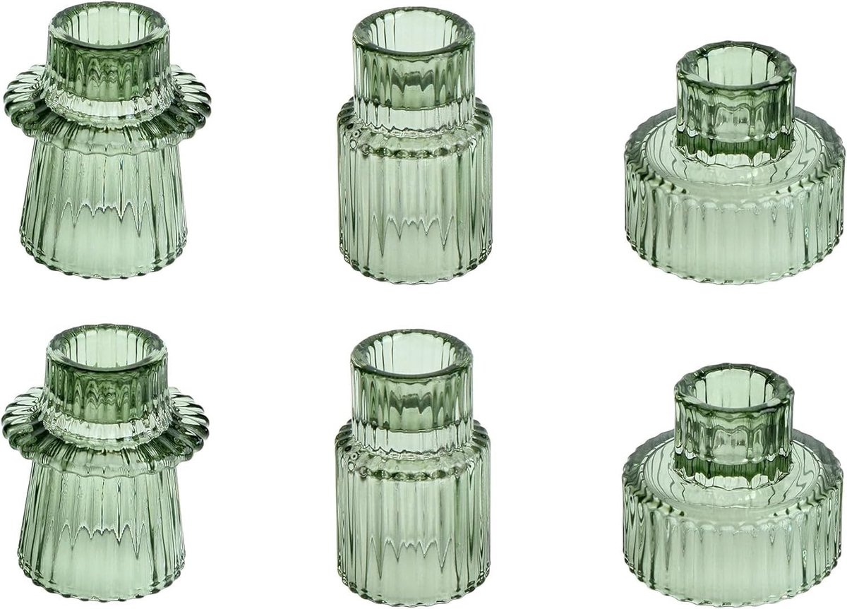 Omgoods - 3 Stuks Amber Glazen Kandelaar voor Taper en Tealight Kaarsen - Decoratief en Stijlvol