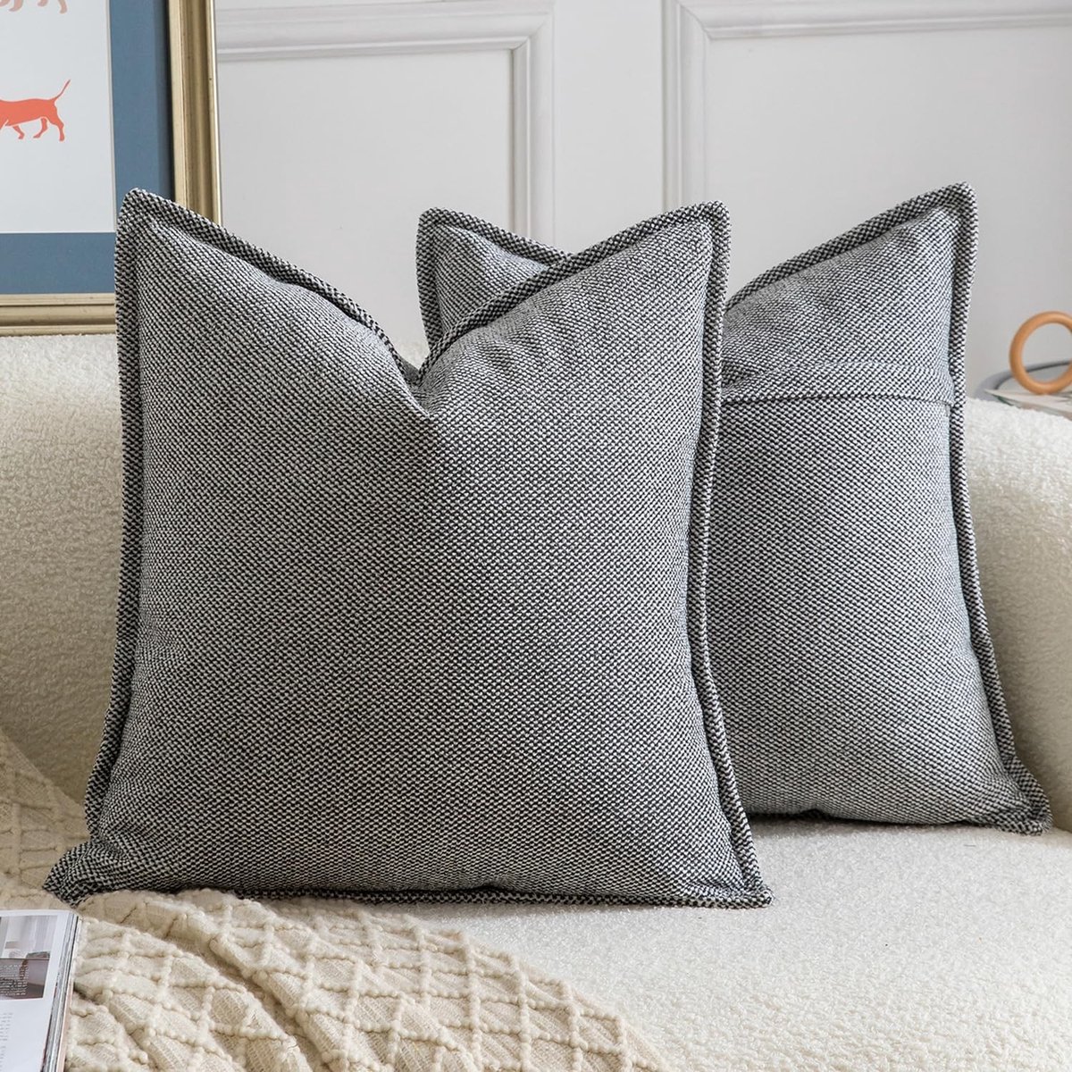 Omgoods - Set van 2 Chenille Kussenslopen 40x40 cm - Zacht Boho Decoratief voor Sofa en Slaapkamer