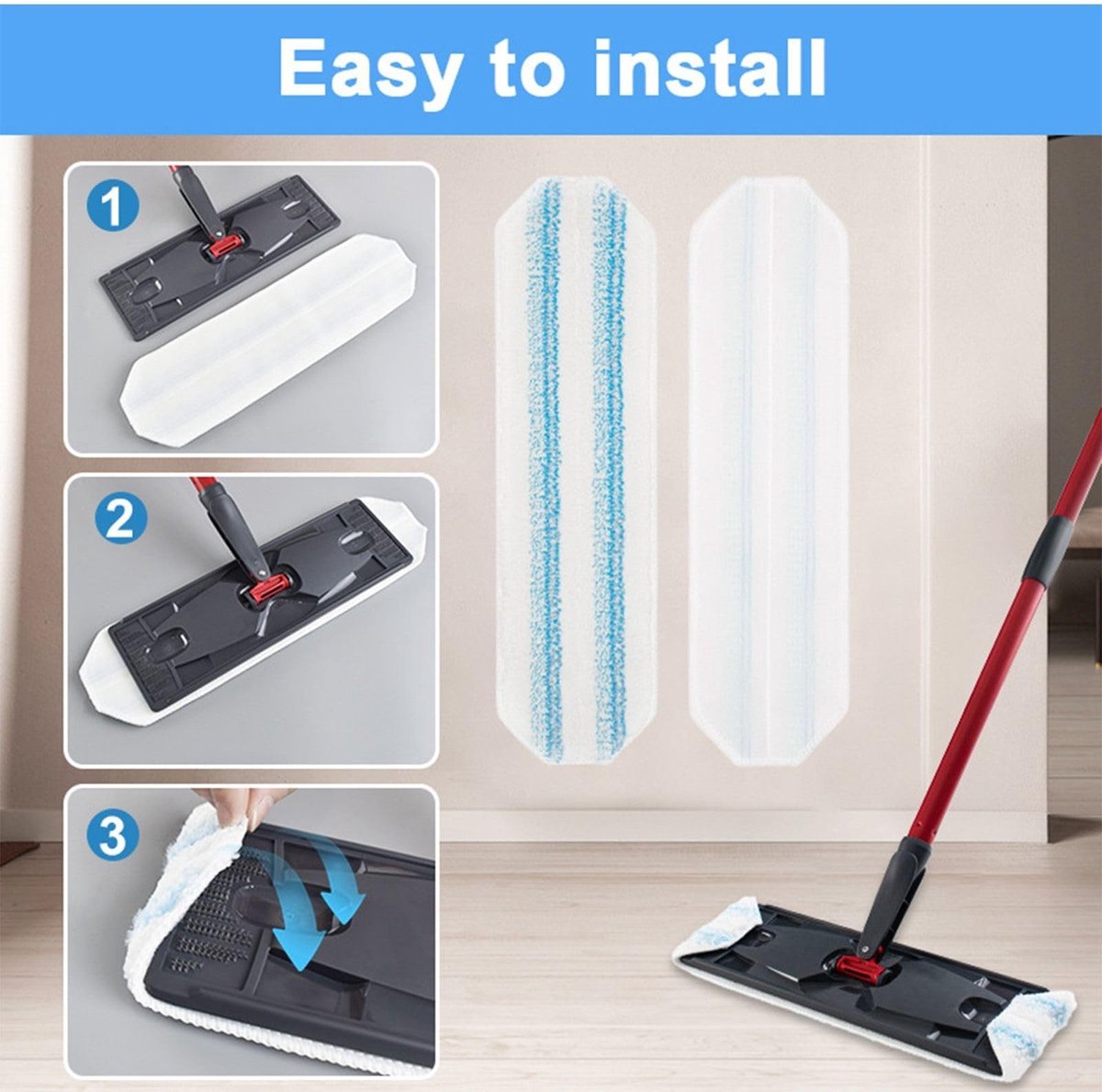 Omgoods - Set van 4 Vervangpads voor H2Pro Vloermoppen - Microvezel, Wasbaar en Herbruikbaar