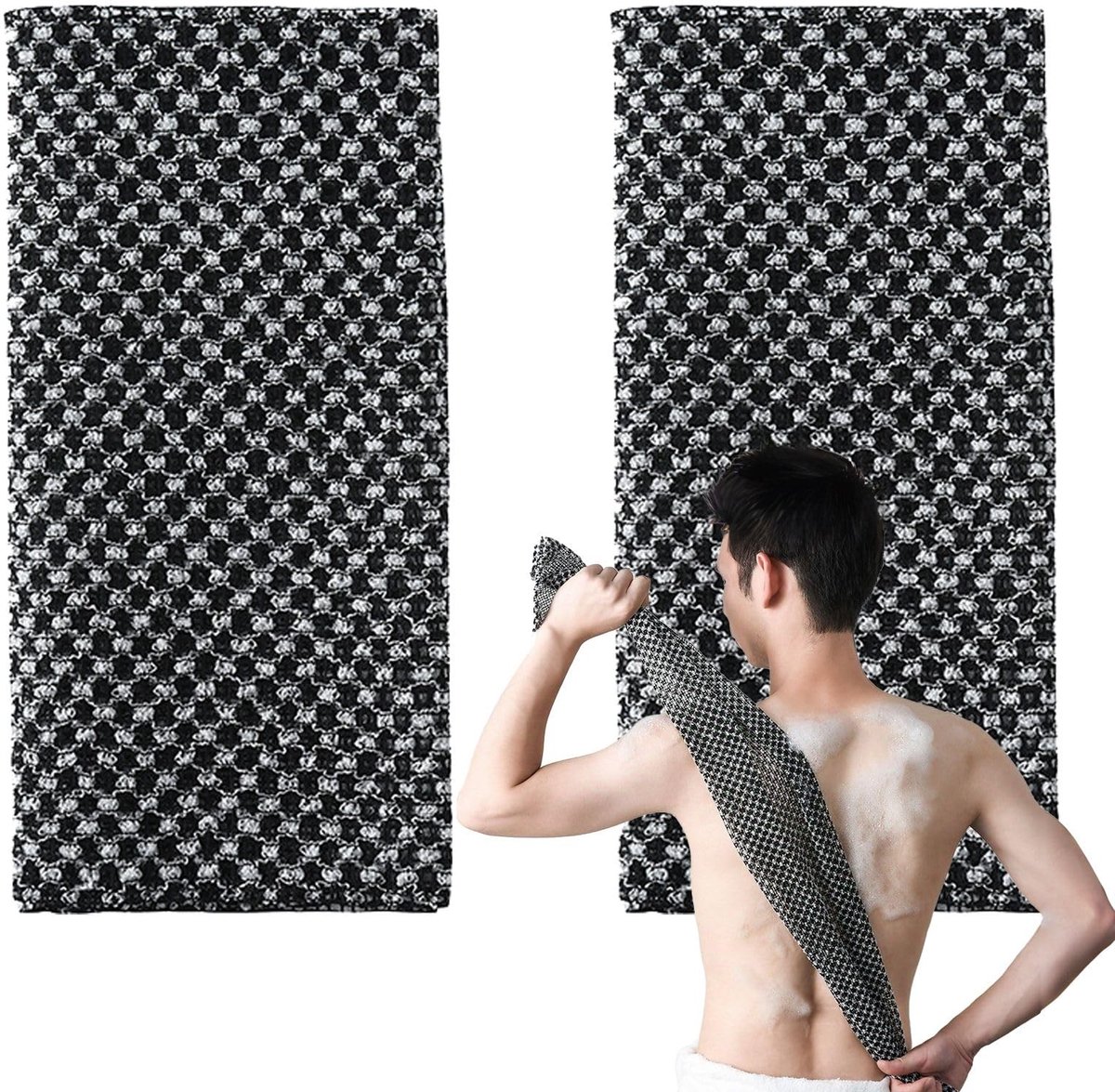 Omgoods - 2-Piece Japanse Exfoliërende Washcloth Set - Zwart Lichaams Scrubber