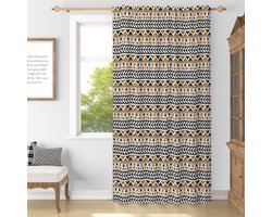 YONGFOTO 140x229cm Boho Curtains with Rod Pocket, Vintage Geometric Western Tribal Bohemian Light Filtering Back Tab Window Curtains for Bedroom Kids
