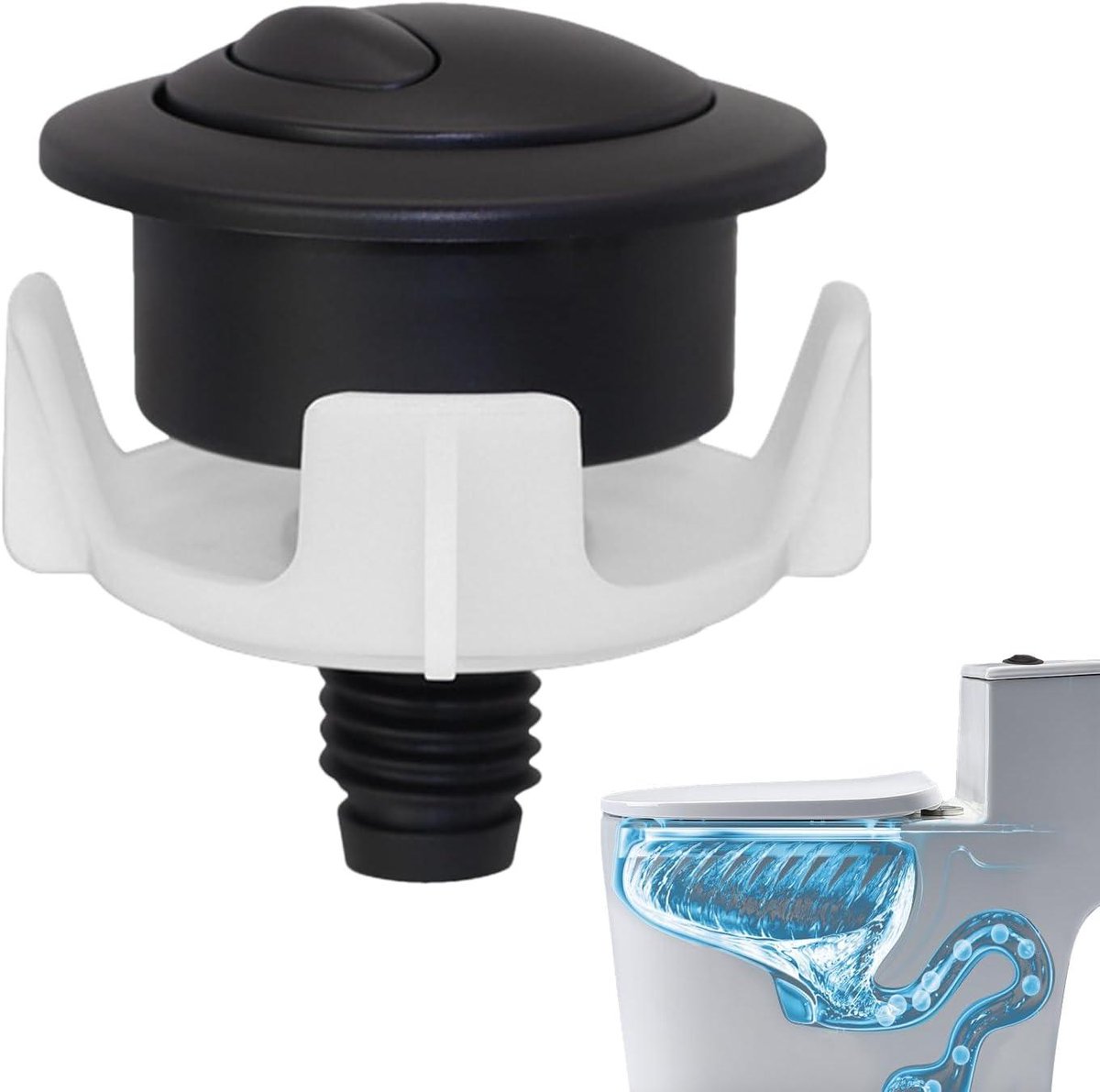 WC-drukknop - Toiletknop Dubbel - Waterbesparing Toilet - Dubbele Spoelkeuze - 54 x 37 mm - Zwart
