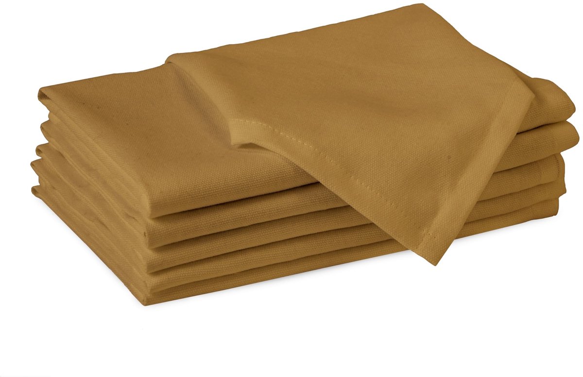 Omgoods - Set van 6 Katoenen Handdoeken 43x43 cm in Mosterdkleur