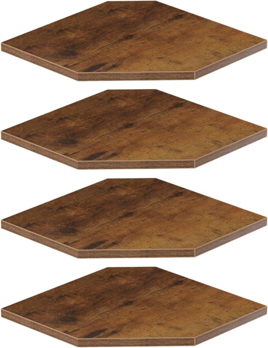 Zwevende planken voor muur met draadgat voor bewakingscamera en radio-opslag, 30 cm diepe wandgemonteerde planken voor woonkamerhoekdecoratie, roestbruin