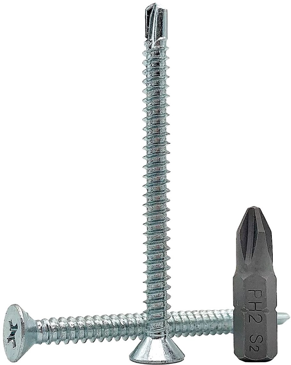 Omgoods - 100 Stuks 7504P Gegalvaniseerde Stalen 4.8 x 60mm Schroeven - Zelftappende Schroeven