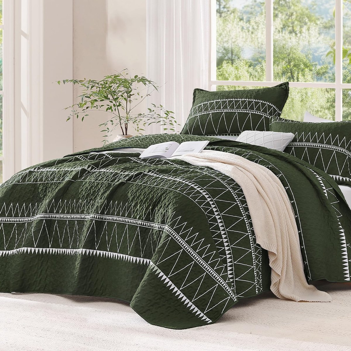 Omgoods - Green California King Duvet Cover Set - 3 Delig Boho Bedsprei 284 x 264 cm