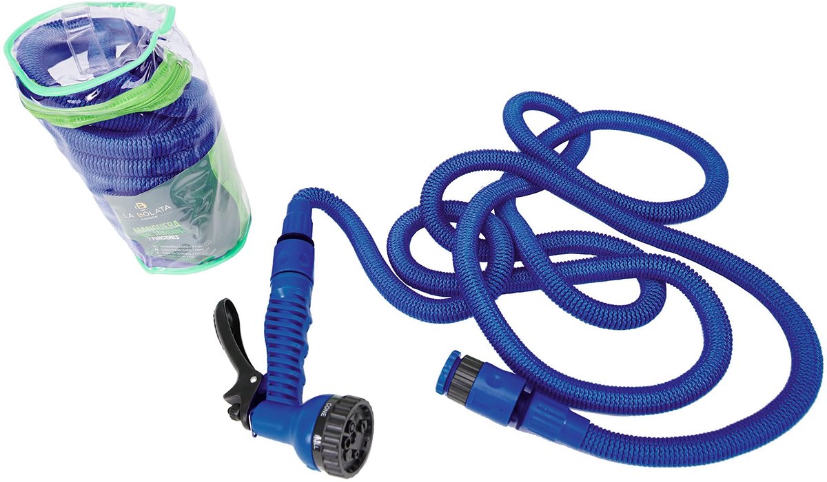 Omgoods - Uittrekbare Tuinslang 7 Functies 15 m - Waterdichte Tuinslang Blauw