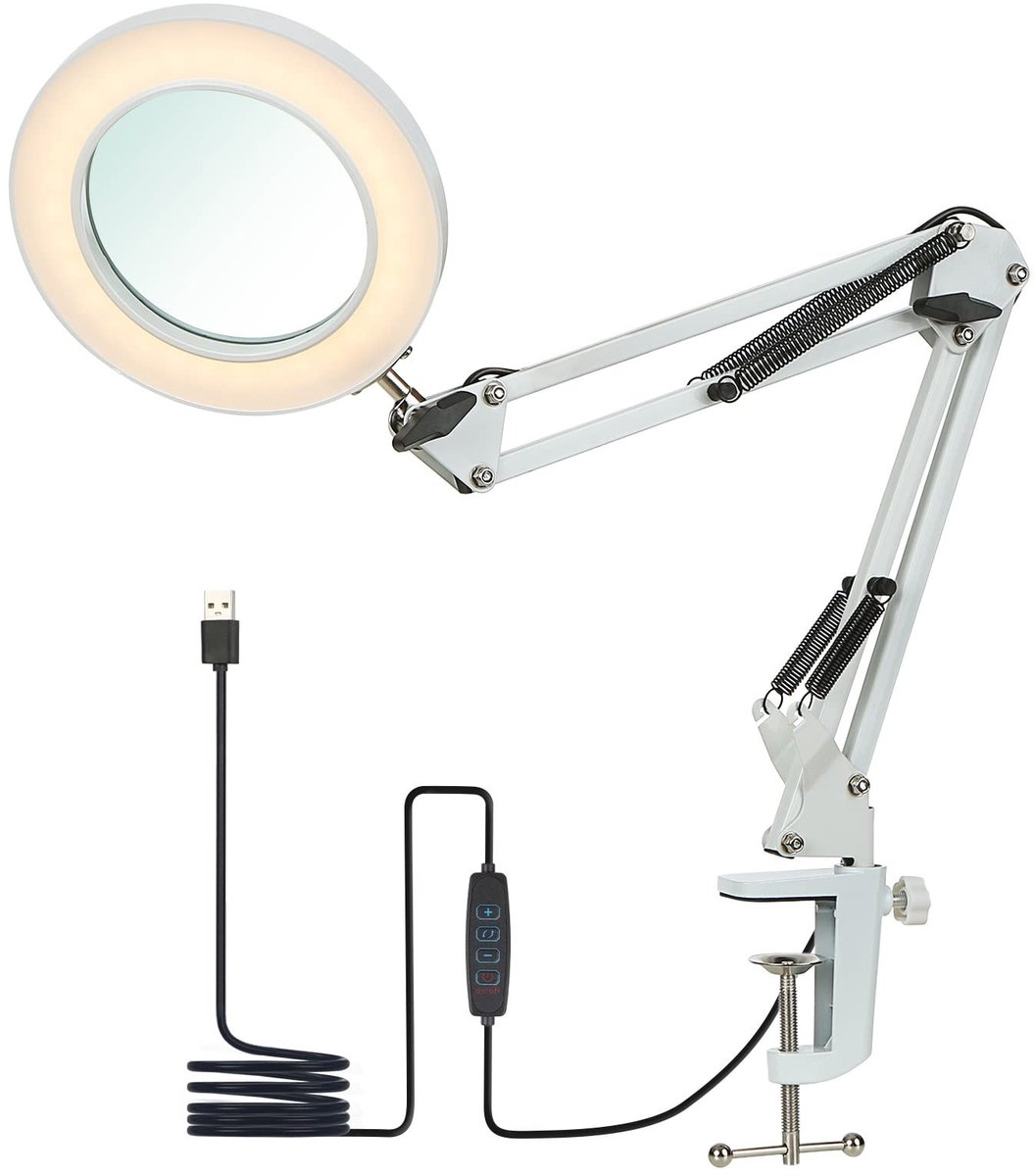 Omgoods - Vergrootglas met Licht - 8x Vergroting Desk Lamp met 12 W