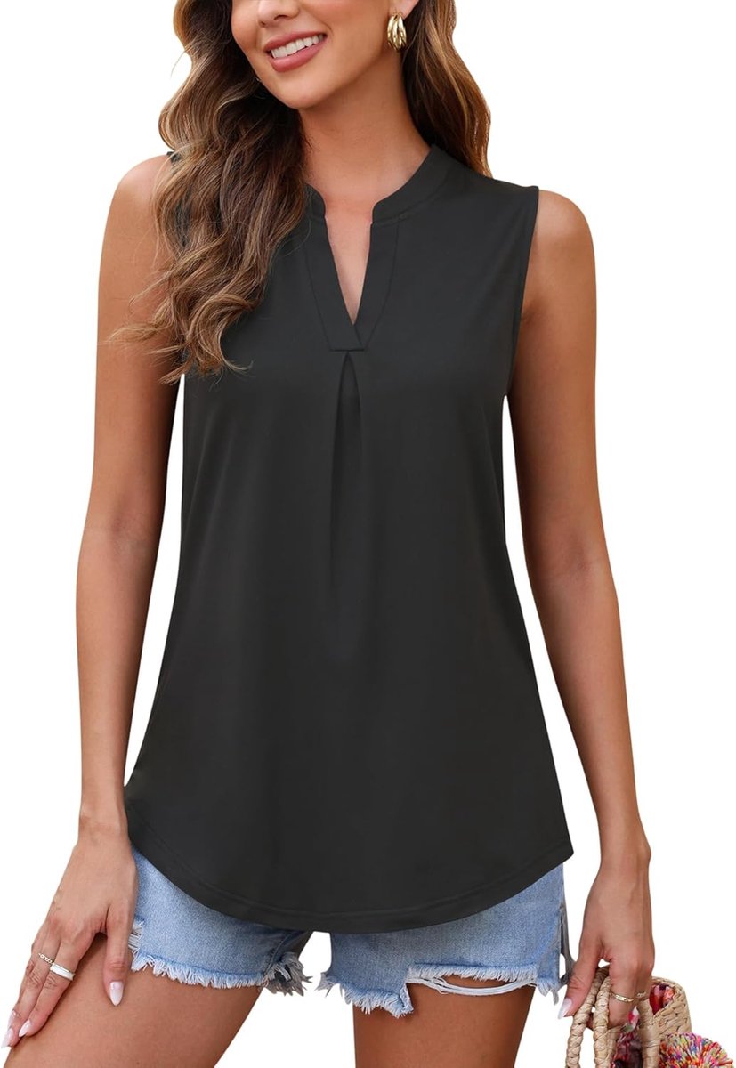 Zomerhemd voor dames, hemdje, V-hals, casual, mouwloos shirt