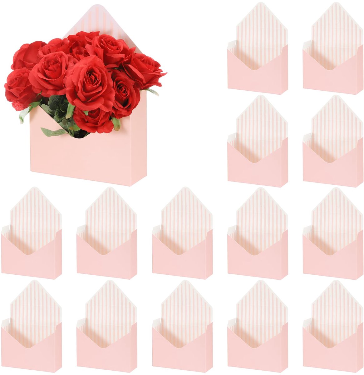 Omgoods - 20 Stuks Papieren Bloemen Bouquet Verpakkingen - Roze