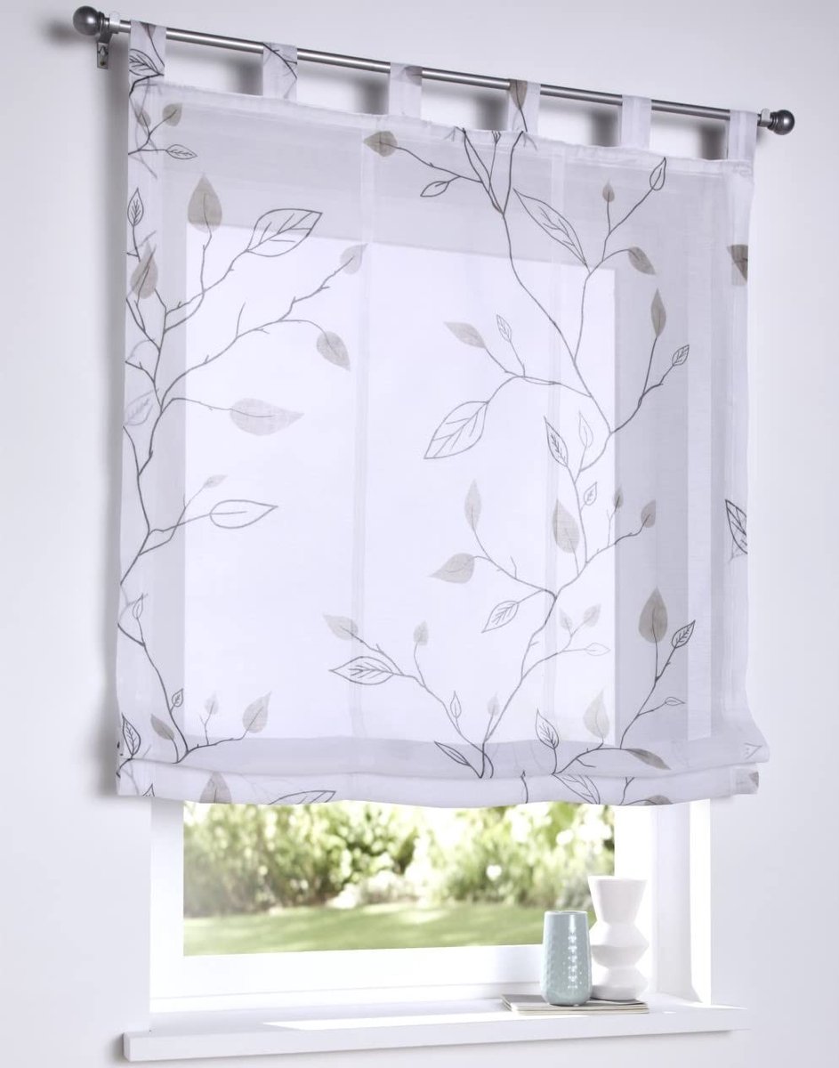Omgoods - Romanenjaloezie met Lussen - Wit, 45 x 140 cm, Transparant