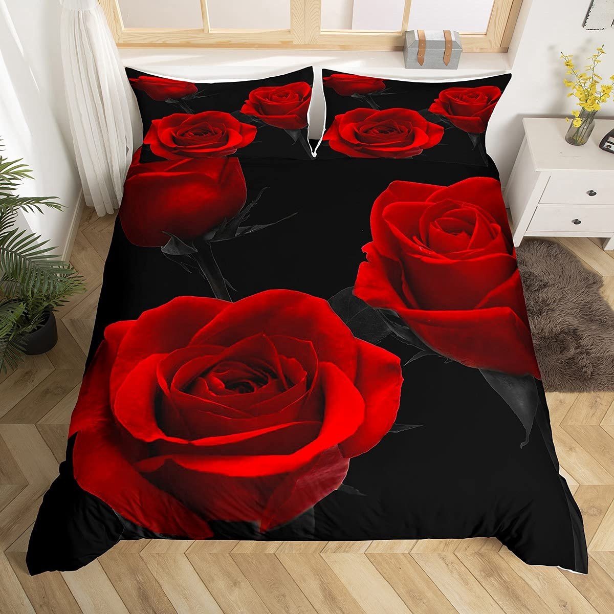 Omgoods - Luxe Rozen Beddegoed Set voor Romantische Slaapkamers