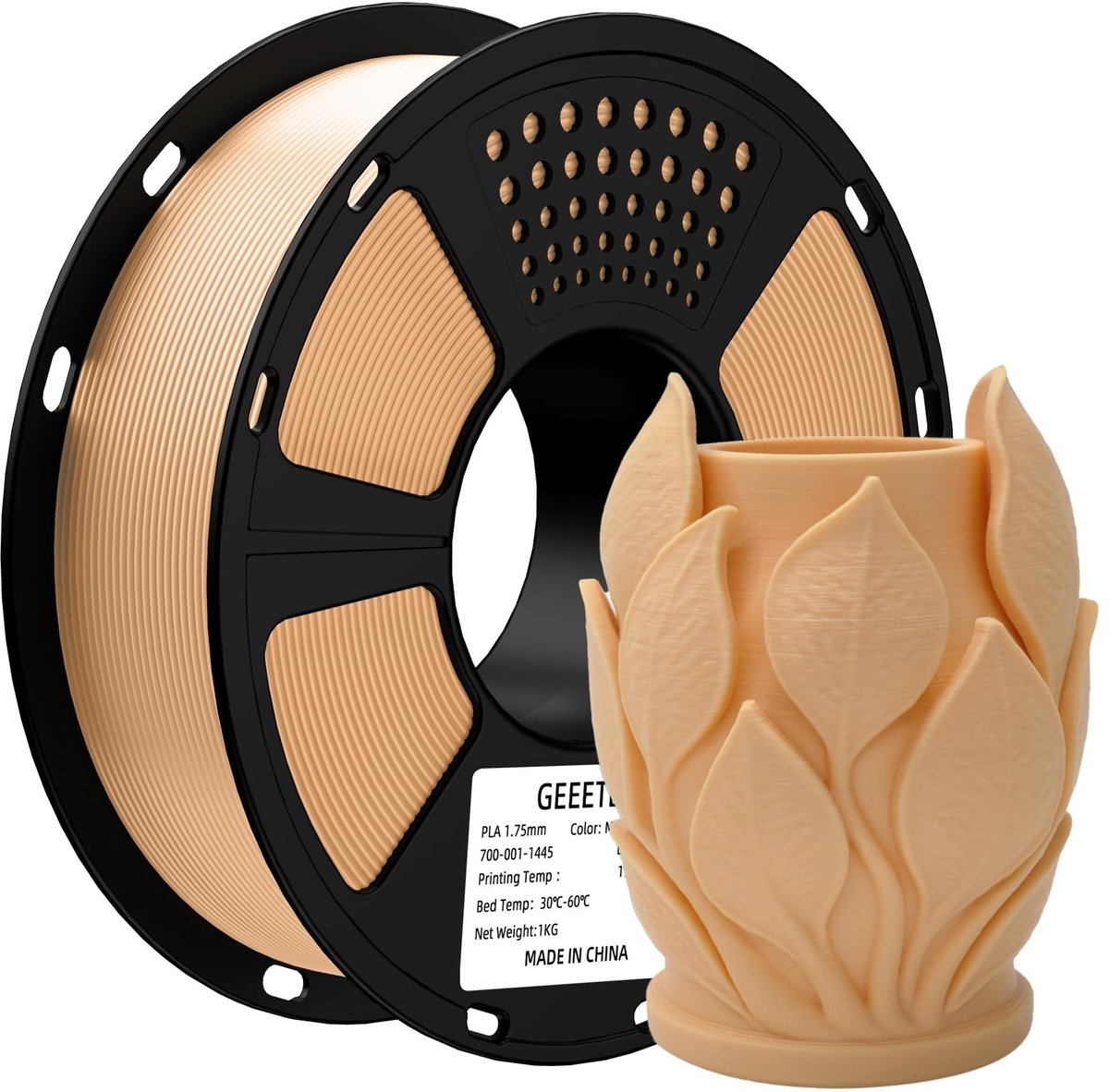 Omgoods- PLA-Filament Matte - 1,75 mm - Spoel 1 kg - Beige - Geschikt voor 3D-printers - Hoge kwaliteit - 3D-printer Filament