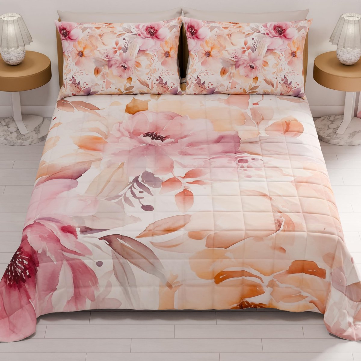 Omgoods - Zomer Bedsprei voor Eenpersoonsbed 170 x 260 cm - Dubbelzijdig, Bloemenpatroon