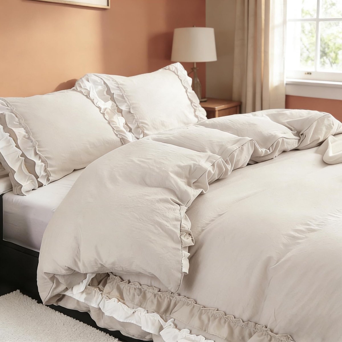 Omgoods - Romantische Ruffle Bedlinnen Set 200 x 200 cm voor Meisjes