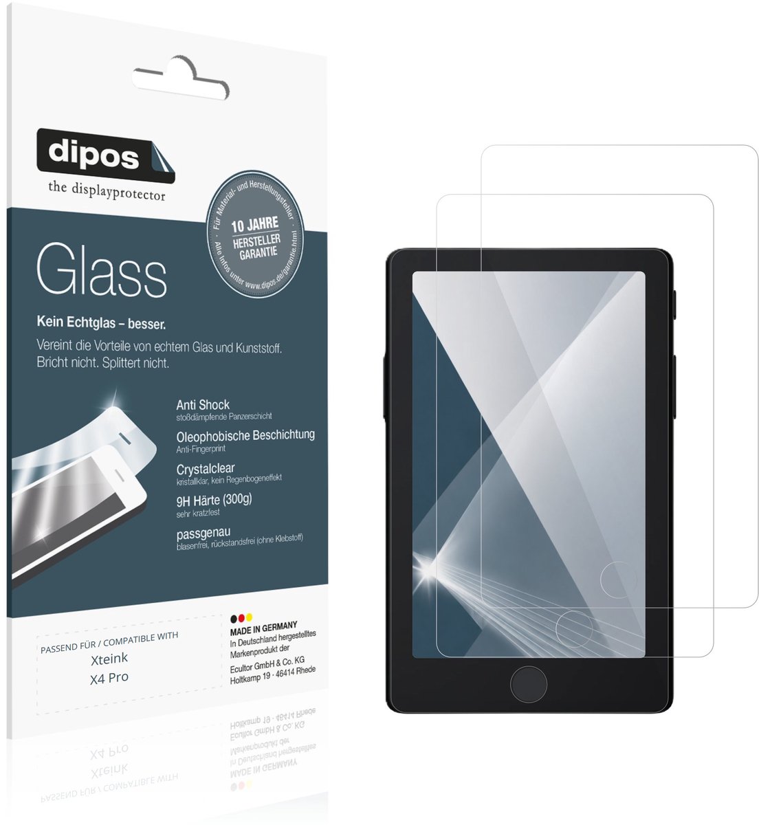 dipos – 2x Pantserfolie geschikt voor Xteink X4 Pro | 9H Screenprotector
