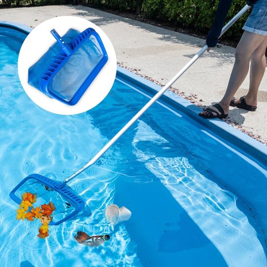 bodemschepnet met versterkt kunststof frame, zwembadreiniging, bodemschepnet, fijnmazig voor reiniging, zwembad, vijver, blauw (geen stang) — afbeelding 3
