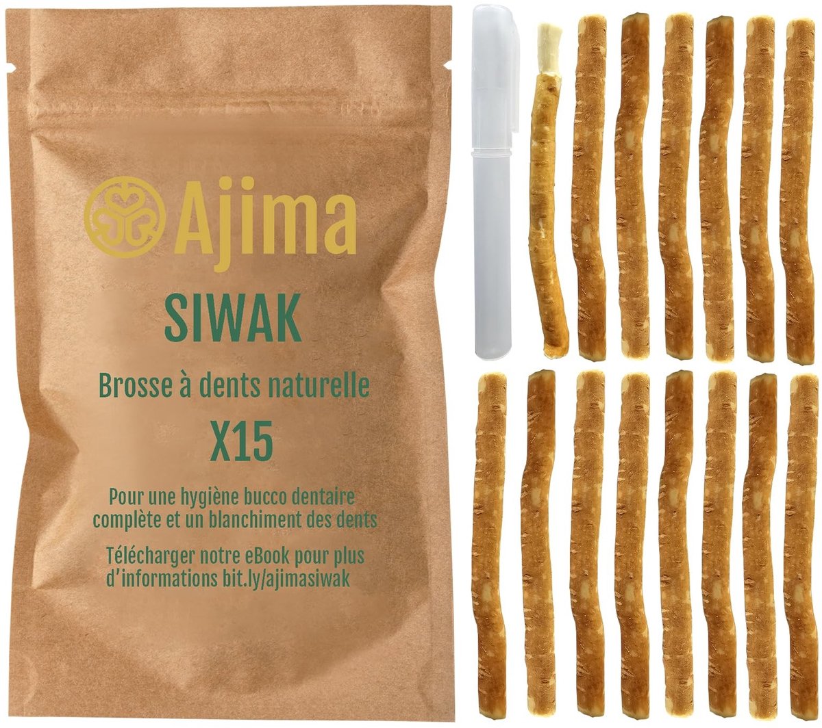 Omgoods - Siwak Natuurlijke Tandenborstel met Bamboe Etui - Tandbleken en Mondverzorging