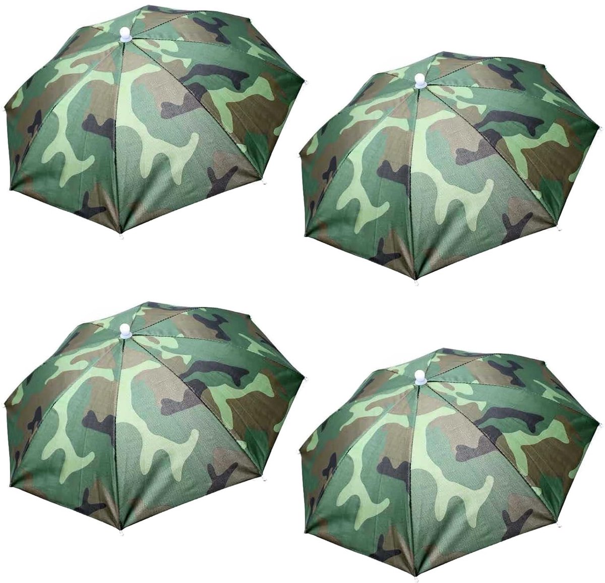 Omgoods - Set van 4 Opvouwbare Parapluhoeden met Camouflagepatroon