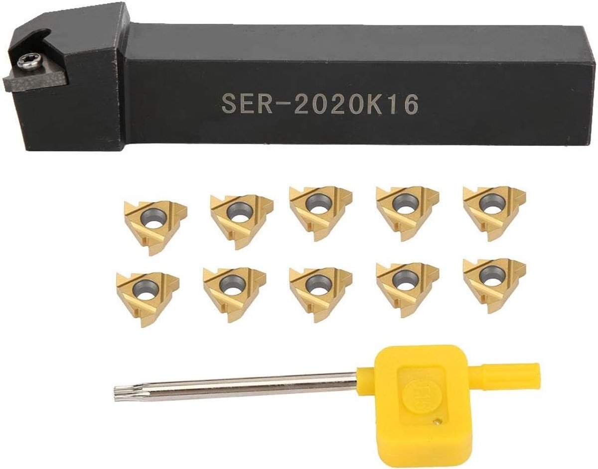 Omgoods- Draaigereedschapset 10st - CNC Draaibank - Houder SER2020K16 - Slagvast - Snel Snijden - Staal Inzet - Snijgereedschap