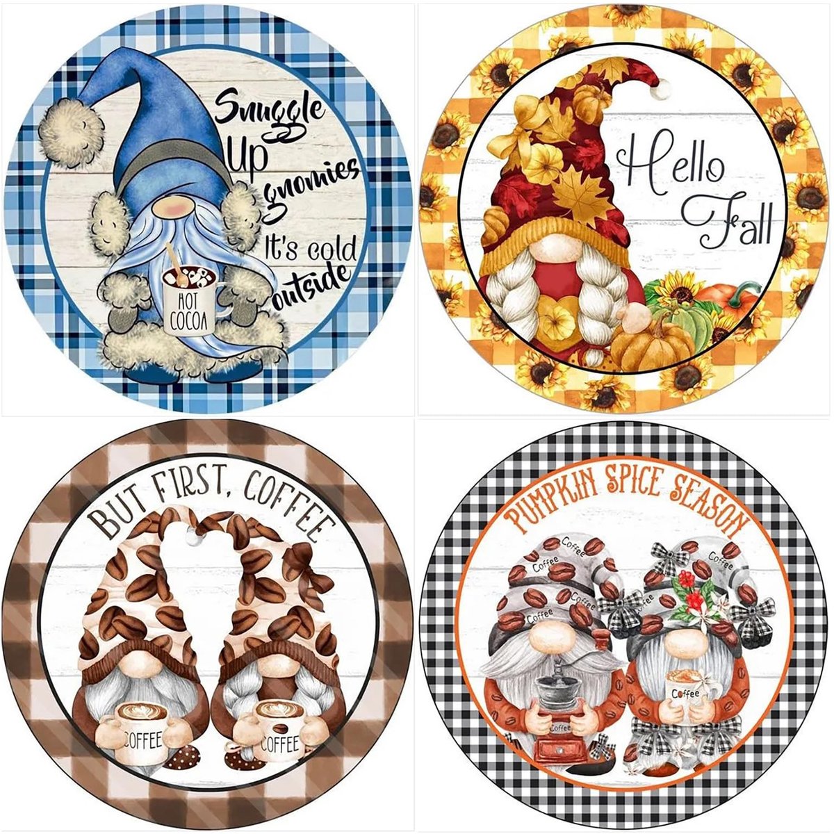 Omgoods - 30x30cm 4 Stuks Diamant Schilderen met Gnomes Thema