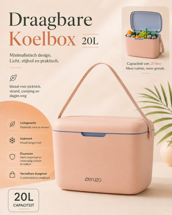Ceruzo Koelbox 20 Liter - Verstelbare Schouderband - Roze - Geschikt voor IJsblokjes van Ceruzo — afbeelding 4