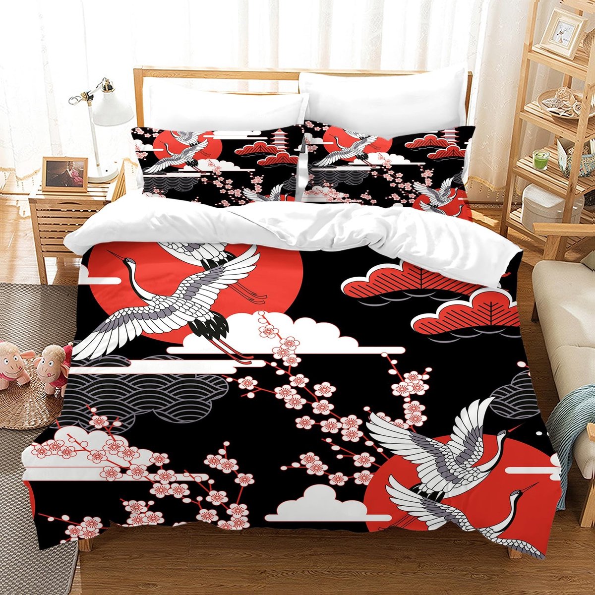 Omgoods - Japanse Dekbedovertrekset met Ritssluiting en Botanische Kussensloop