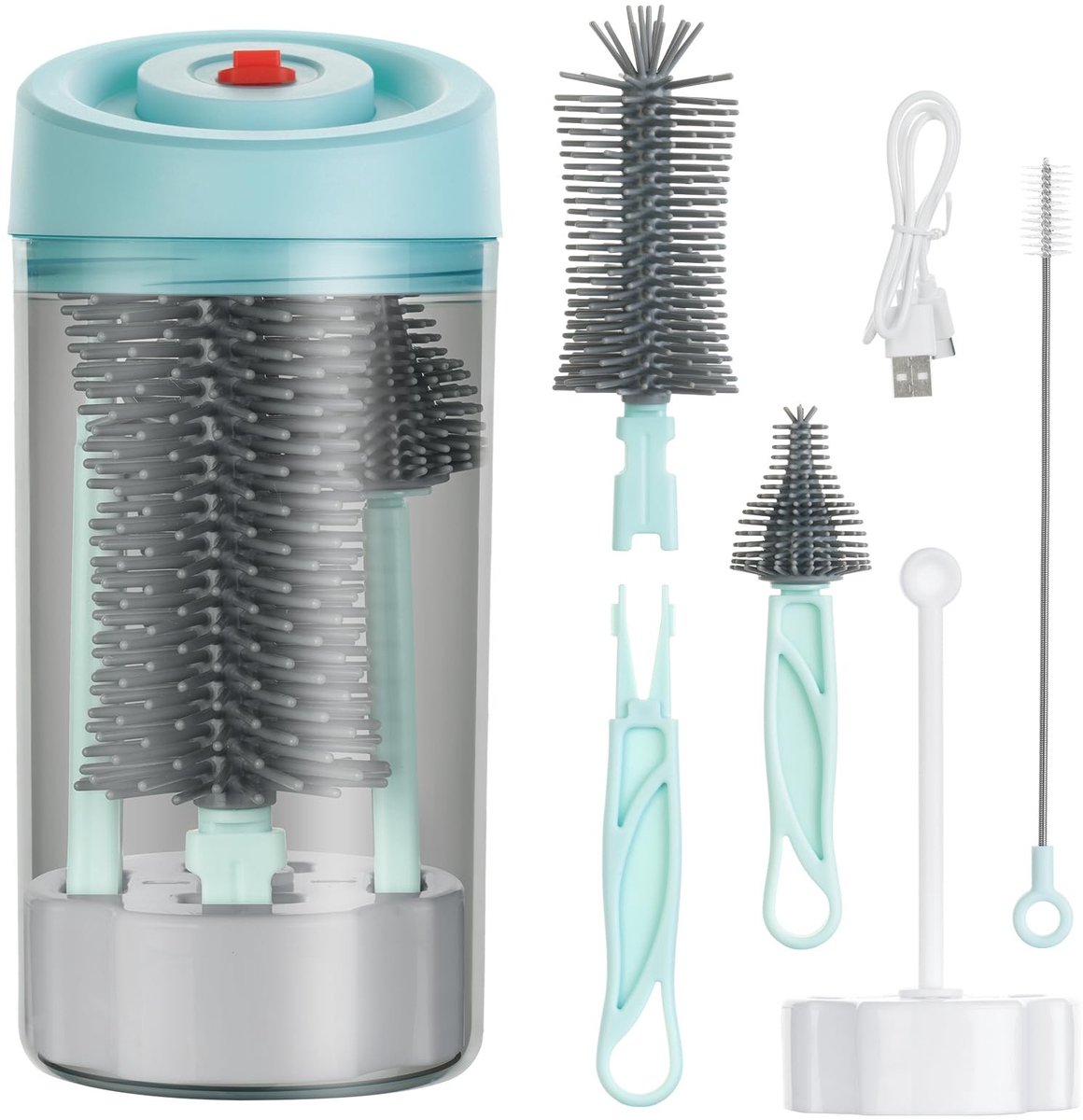 Omgoods - 6-in-1 Reis Set voor Babyflessen met Sterilisatiebox en Droogrek