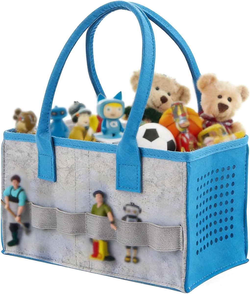 Tas voor Toniebox Tonie, Tonies figuur, draagtas met handvat, opvouwbaar, spactas van vilt voor Toniebox starterset en transport van Tonies-figuren (blauw)