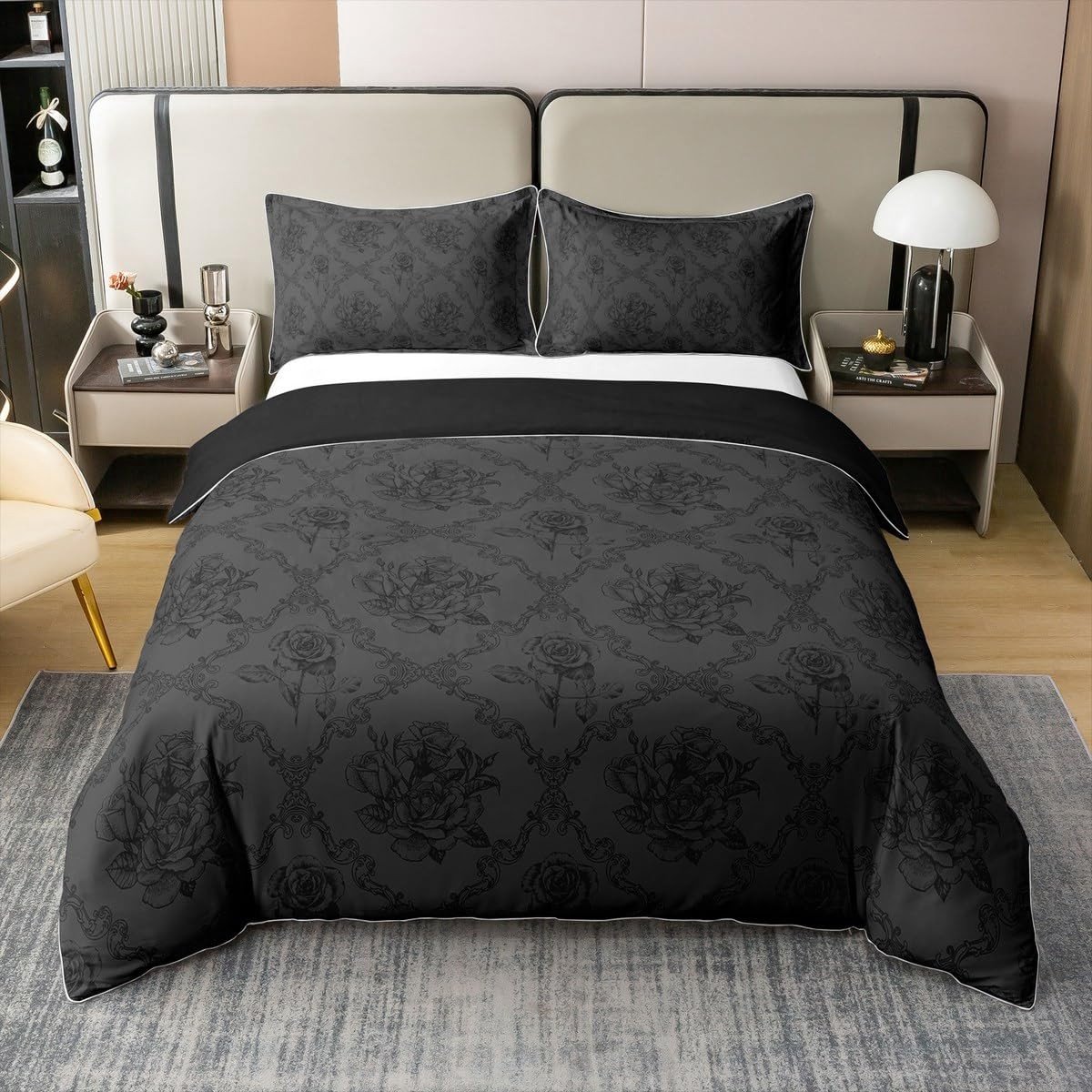 Omgoods - Vintage Katoenen Dekbedovertrekset met Bloemenpatroon voor Kingsize Bed