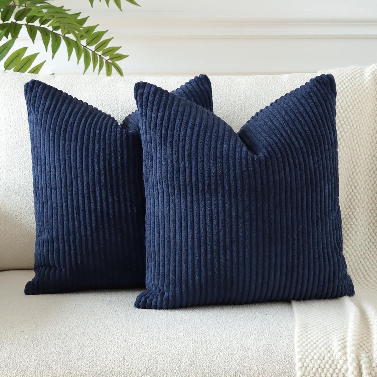 Omgoods - Set van 2 Zachte Corduroy Kussenslopen 45x45cm Blauw