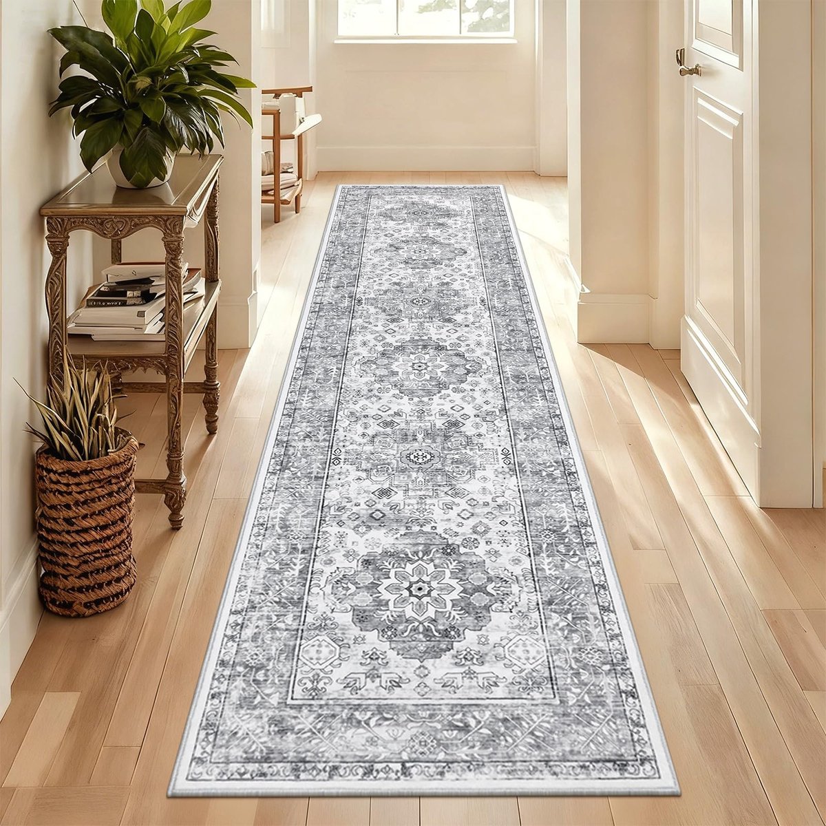 Omgoods - Grijze Tapijtrunners 60 x 240 cm - Antislip en Machine Wasbaar voor Hal en Keuken