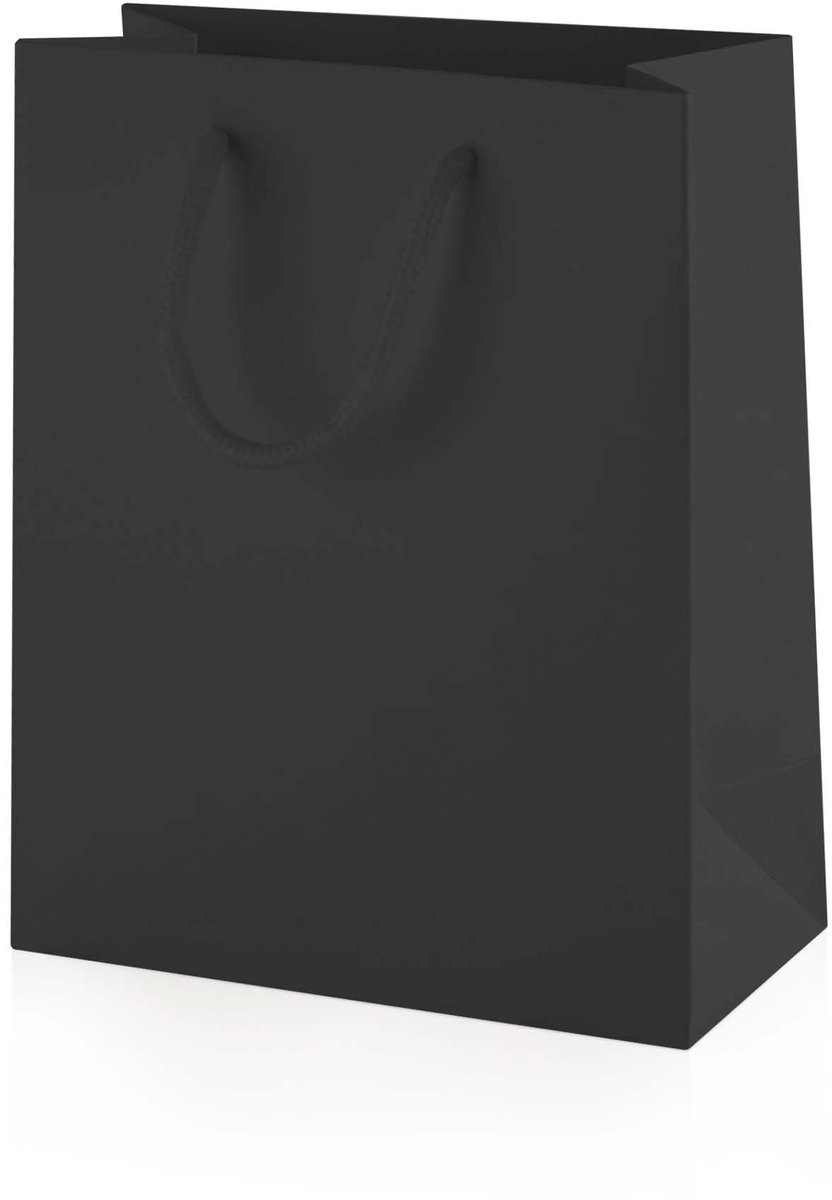 Omgoods - Luxe Papieren Geschenkzakken - 10 Stuks Zwart met Koordhandvat