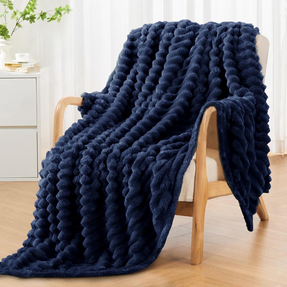 Omgoods - Fleece Throw Blanket - Extra Zachte Flanel Deken 130 x 150 cm Navy Blauw