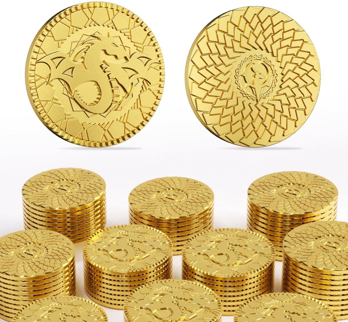 Omgoods - Fantasy Muntenset - 50 Gouden Munten met Leren Pouch