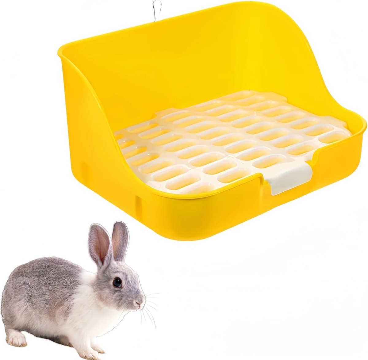 knaagtoilet met haken, konijnentoilet, konijnentoilet, huis, konijnenkooi, kattentoilet voor konijnen, cavia's, hamsters, chinchilla's